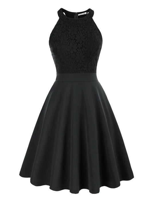 Lace Halter Skater Dress for Special Occasions