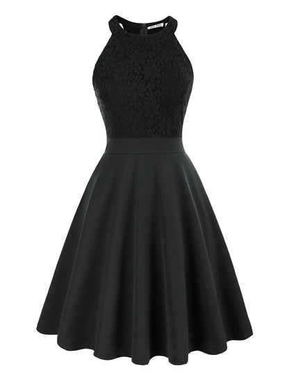 Lace Halter Skater Dress for Special Occasions